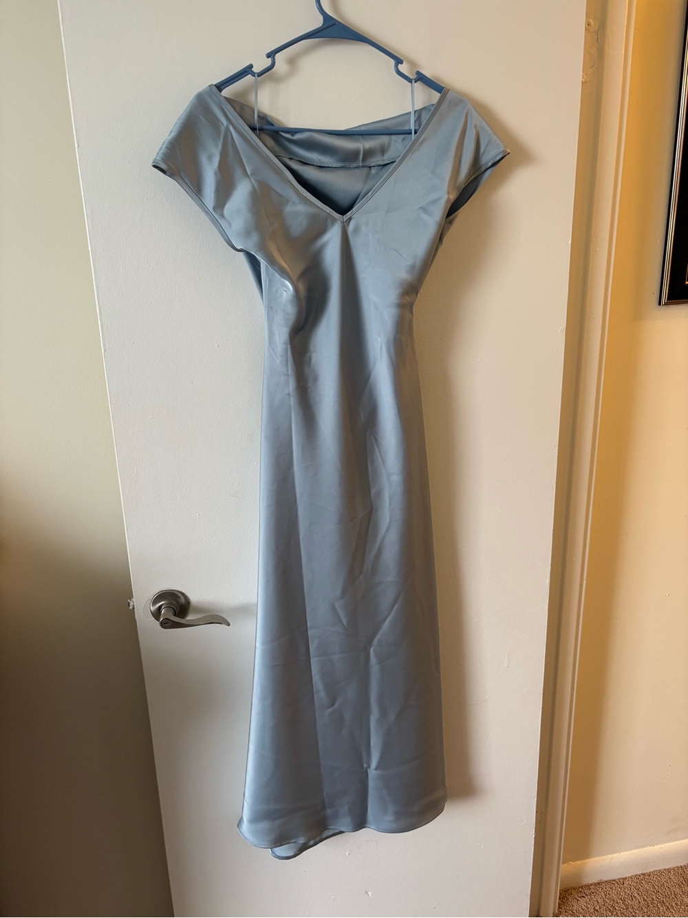 Sam Edelman Dusty Blue Satin Maxi Dress - Picture 2 of 6
